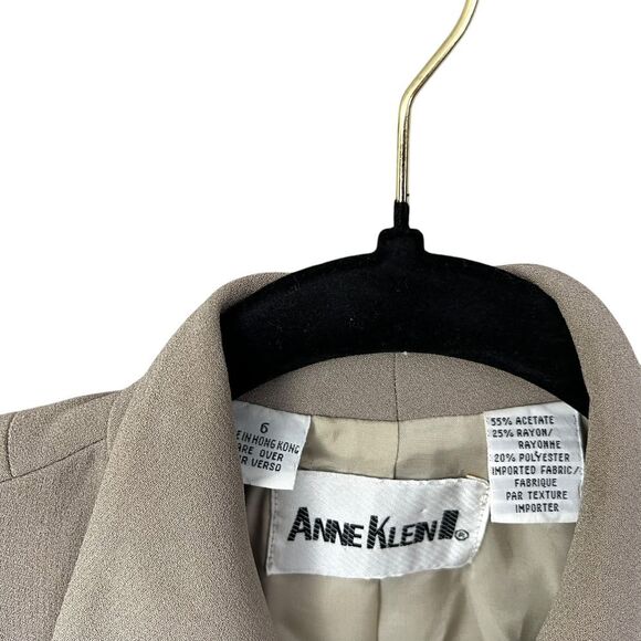 VTG Anne Klein II‎ Womens Blazer 3 Button Front Slit Pockets Lined Taupe Size 6 - Picture 3 of 5